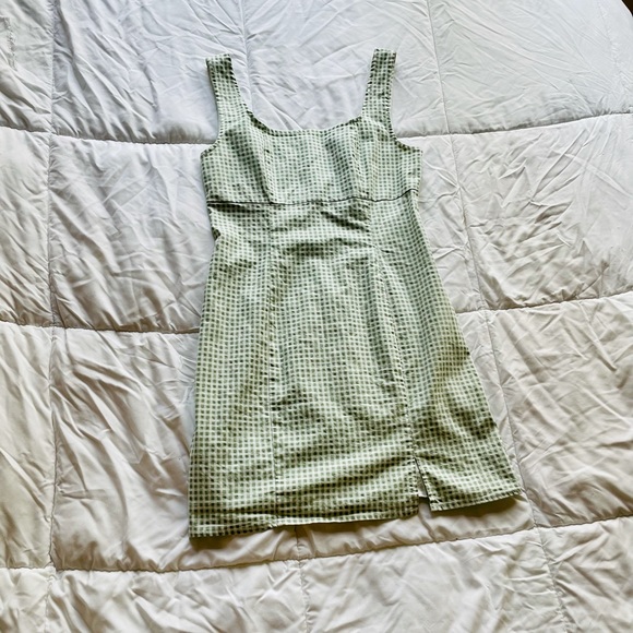 lulu’s Green & White Gingham Sleeveless Mini Dress 🌷xs - Picture 3 of 11